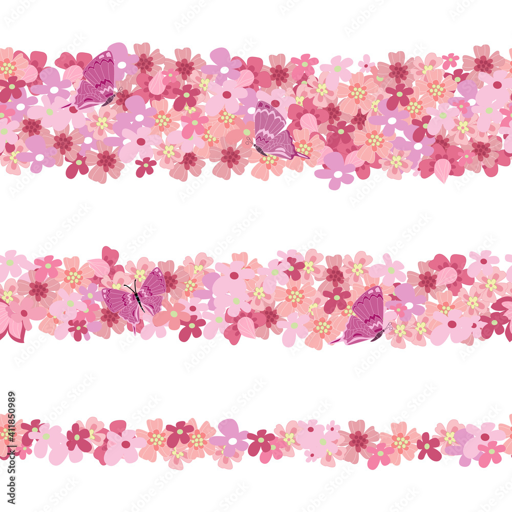 romantic collection of seamless borders with cherry flowers for romantic collection of seamless borders with cherry flowers for