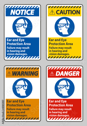 Ear And Eye Protection Area, Failure May Result In Hearing And Vision Damages © Seetwo