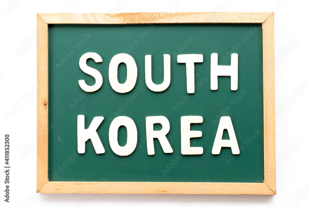 Alphabet letter in word South Korea in blackboard on white background Alphabet letter in word South Korea in blackboard on white background