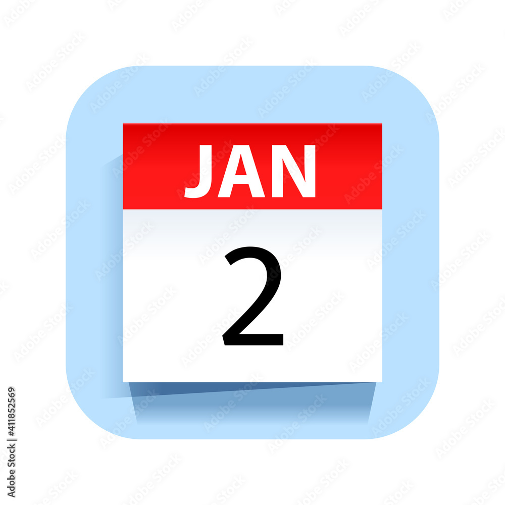 January 2. Calendar Icon. Vector Illustration. January 2. Calendar Icon. Vector Illustration.