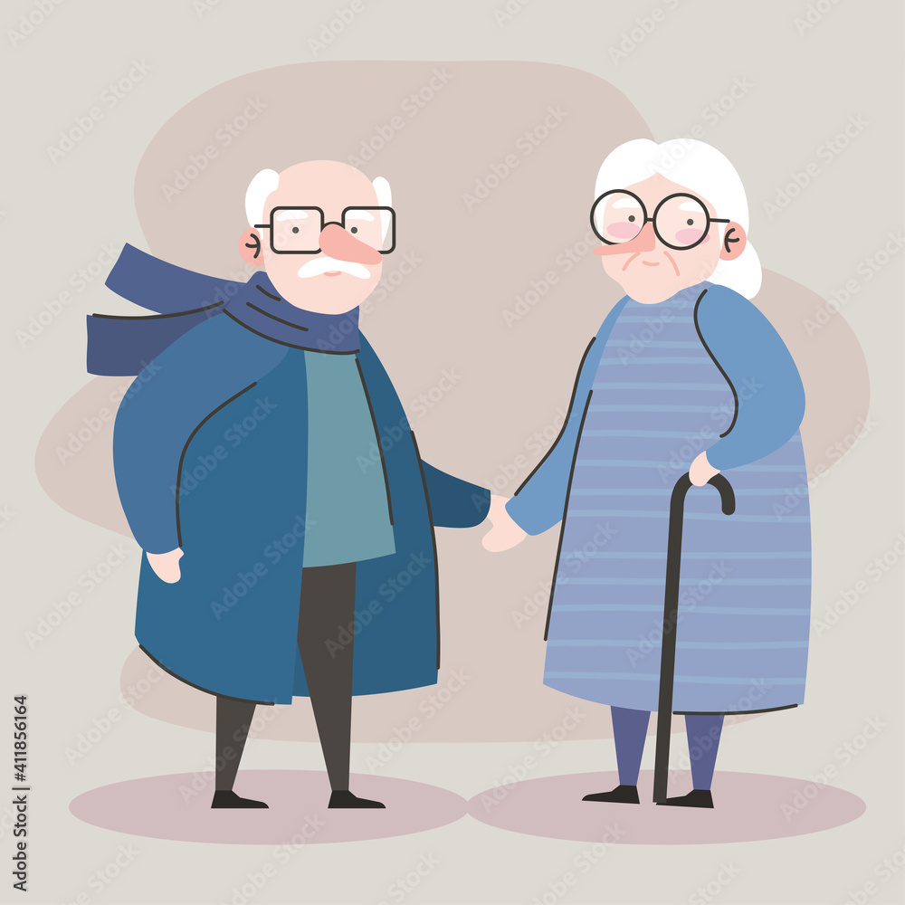 cute grandparents couple members with canes characters vector illustration design cute grandparents couple members with canes characters vector illustration design