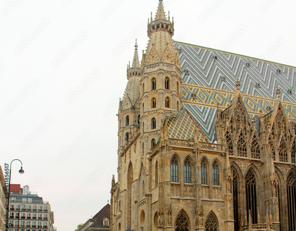 St. Stephen's Cathedral in Vienna. The old building in the gothic style is a masterpiece of Austrian culture and the main attraction of the capital.