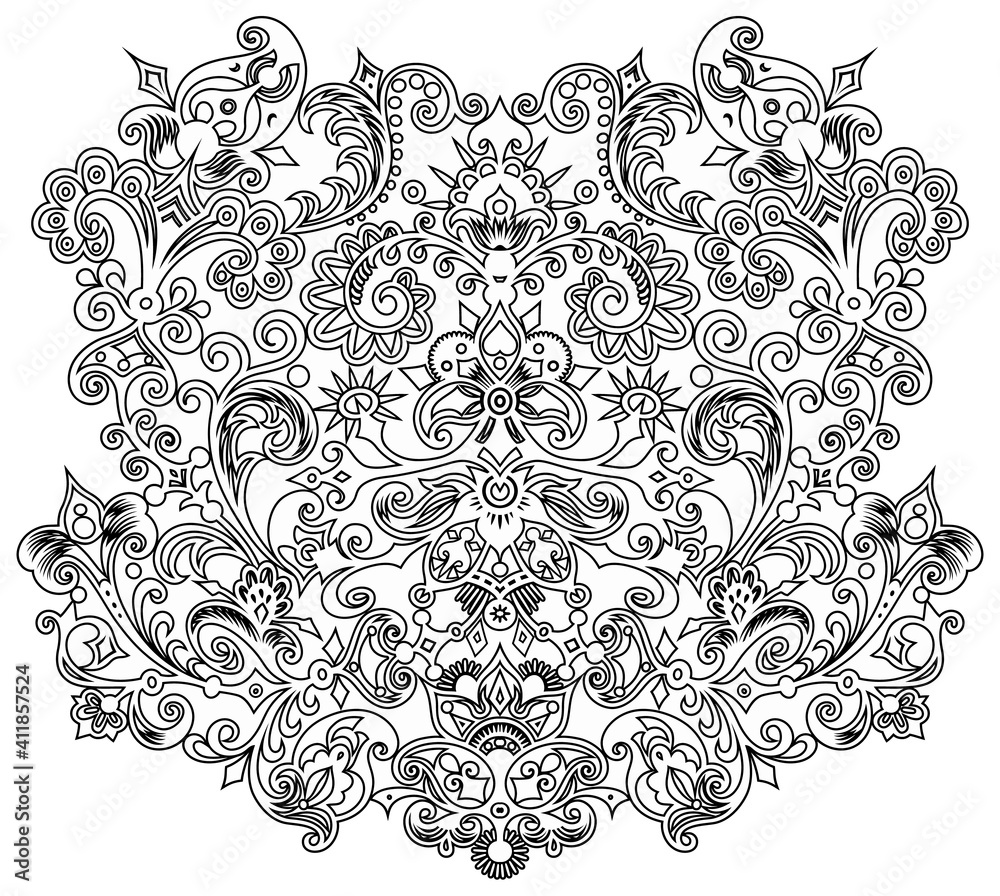 Vector abstract floral ethnic ornamental illustration