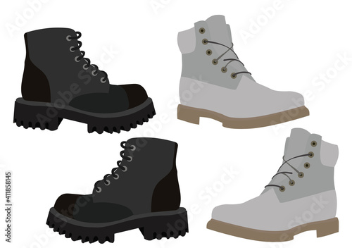  isolated, boots in flat style