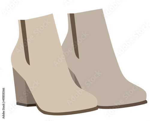 vector, isolated, ankle boots in flat style