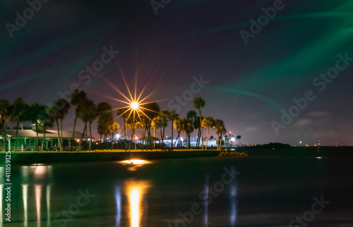 Night shot using glow sticks on Tampa Bay