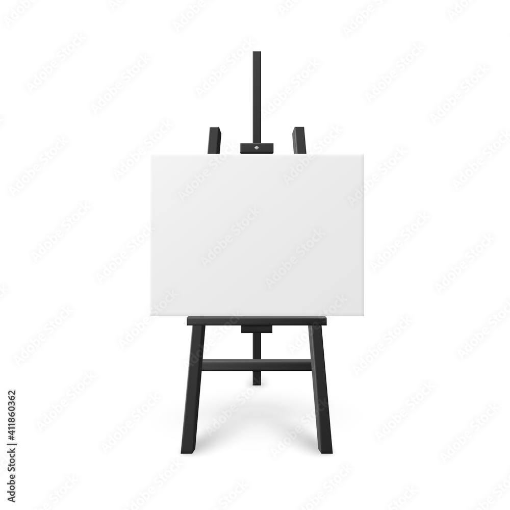 Horizontal white blank artboard on easel realistic vector illustration isolated. Horizontal white blank artboard on easel realistic vector illustration isolated.