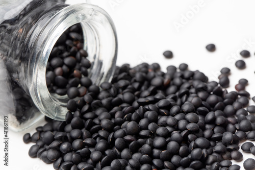 Black beluga lentils on the...