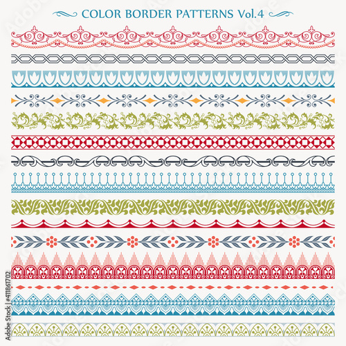 Ornamental border frame line vintage color patterns 4