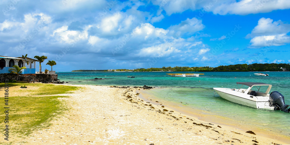 beautiful beach on mauritius island