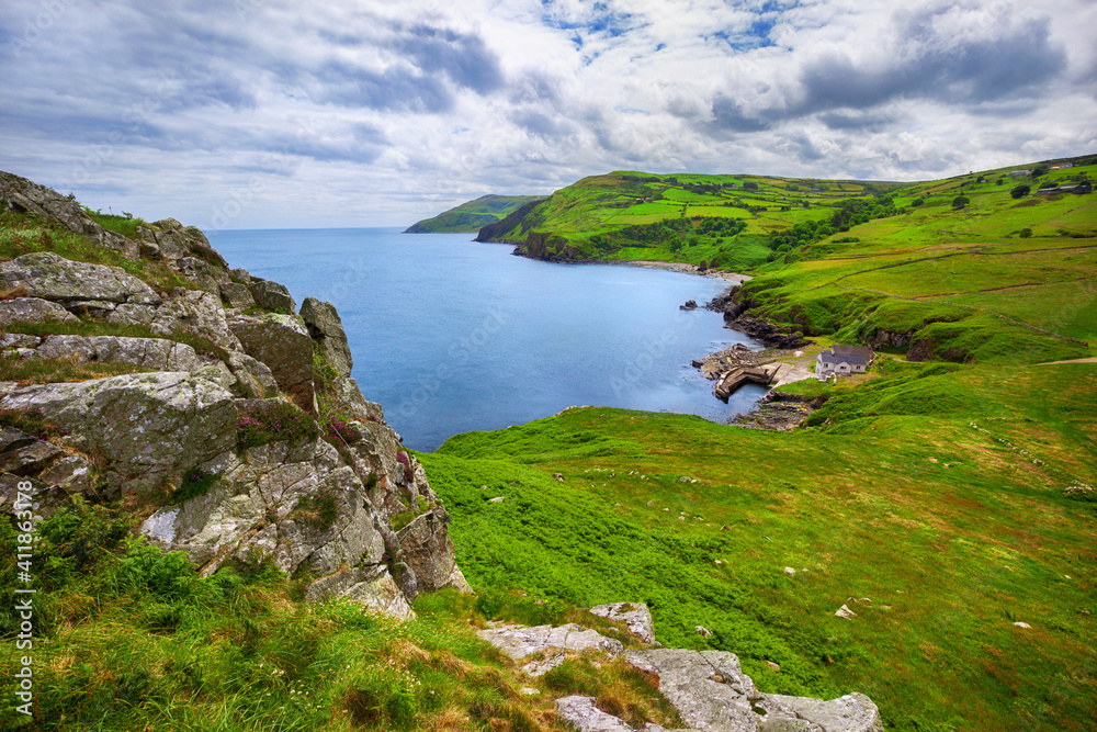 View from Torr Head on the Causeway Coast of Northern Ireland on a sunny day