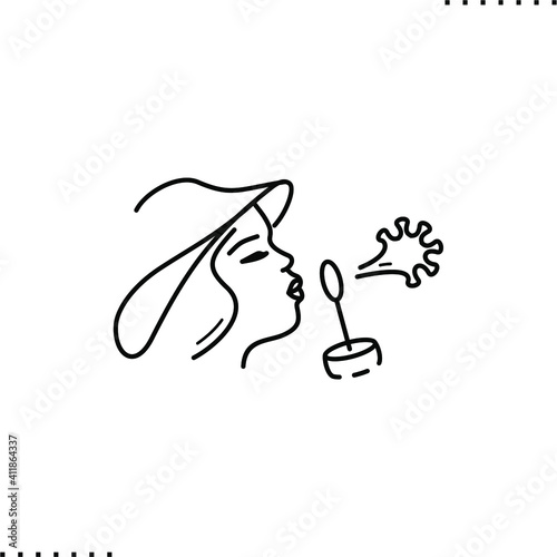 COVID-19, virus respiratory infection vector icon in outline