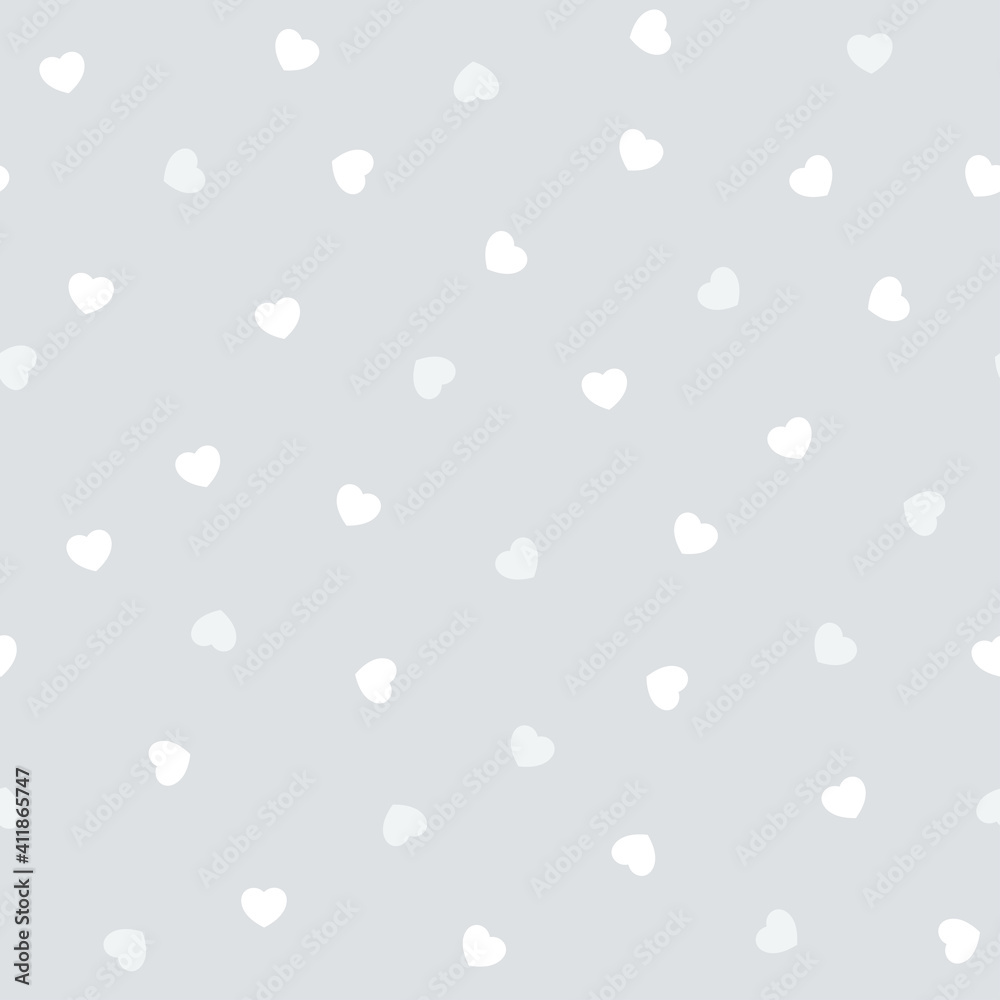 Love Heart Simple Seamless Pattern Valentines Day Background Grey