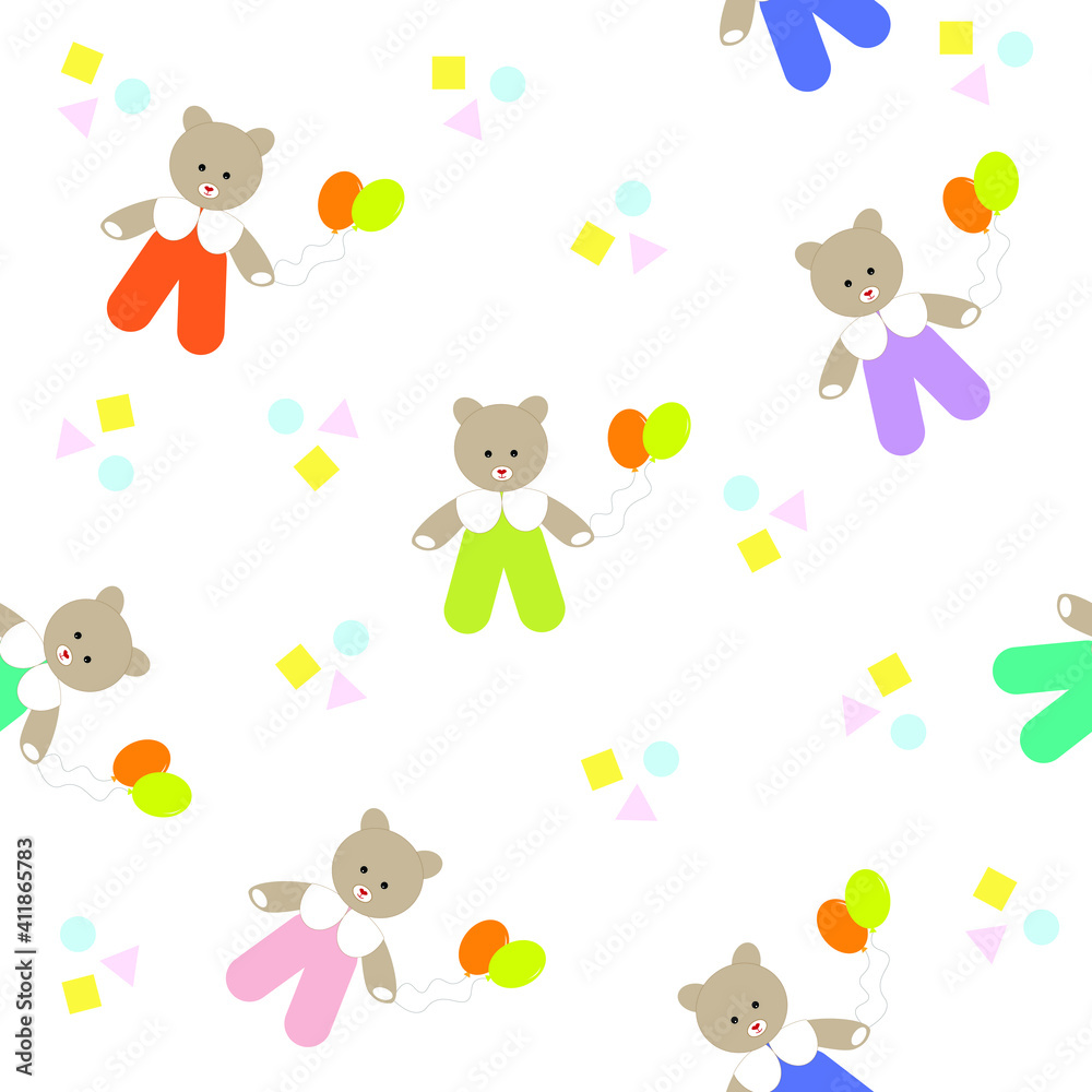 Cute seamless bear pattern. Can be used gift wrap, fabrics, wallpaper, stationery etc. Design for kids. 