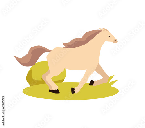 Thoroughbred horse pony is running galloping a vector isolated illustration.