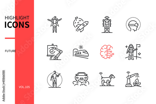Future - modern line design style icons set