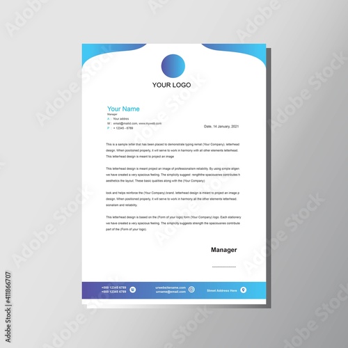 Modern blue letterhead design