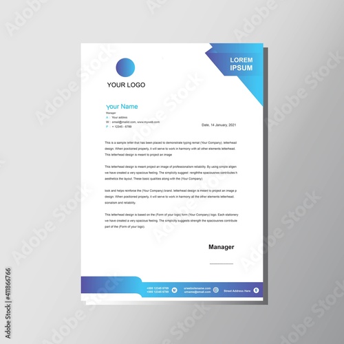 Modern blue letterhead design