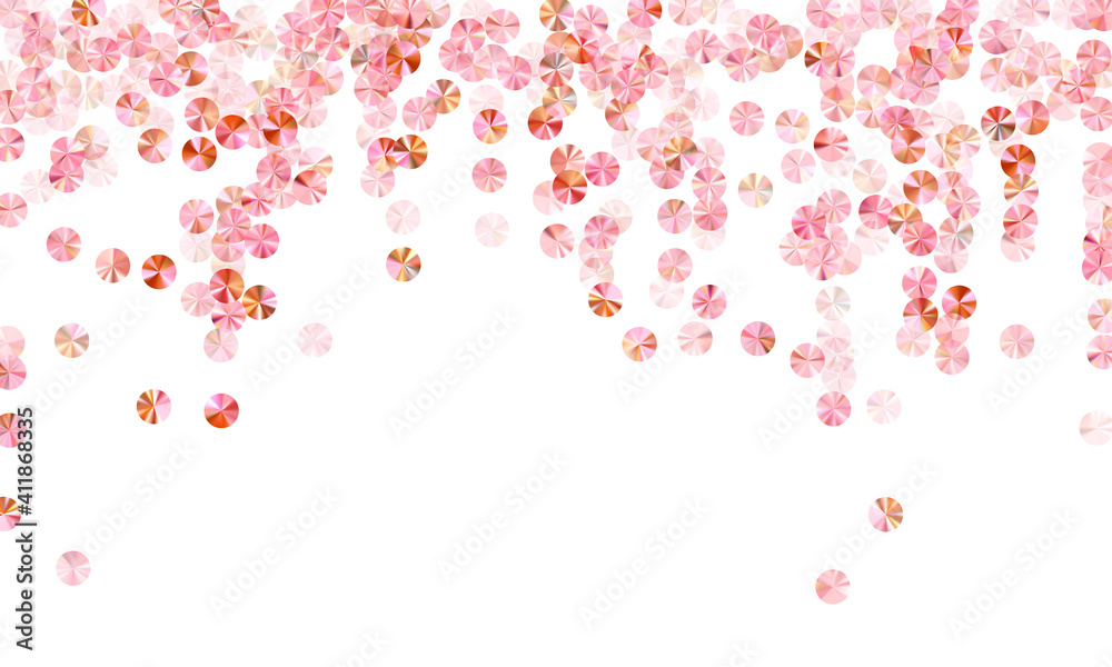 Blush pink tinsels confetti scatter vector composition. Rhythmic gymnastics dress sequins background. Round shimmering foil elements holiday glitter. Theater costume paillettes. Blush pink tinsels confetti scatter vector composition. Rhythmic gymnastics dress sequins background. Round shimmering foil elements holiday glitter. Theater costume paillettes.