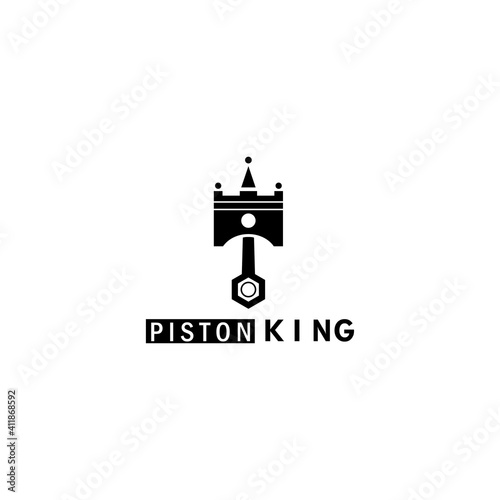 logo king piston crown design vector illustration