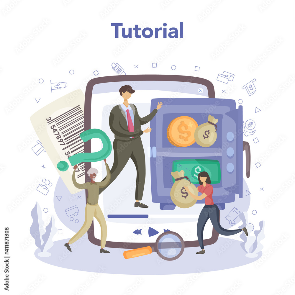Cashier online service or platform. Worker behind the cashier counter Cashier online service or platform. Worker behind the cashier counter