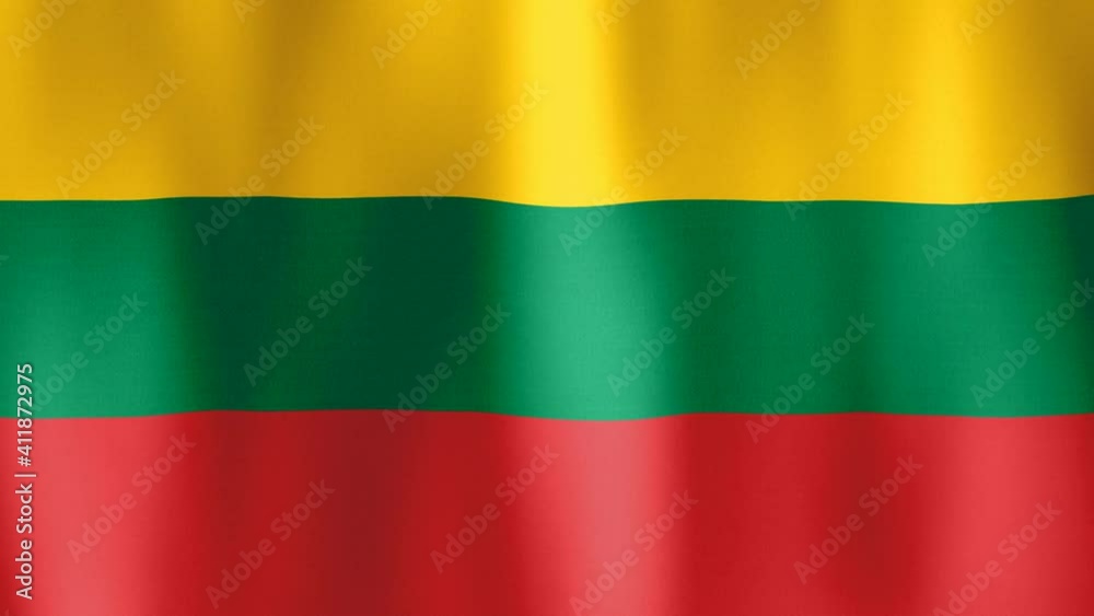 Lithuania flag in motion fluttering in light breeze. Wind waves sway flag of Lithuania. Animated background for announcing events. Video Lithuania flag in motion fluttering in light breeze. Wind waves sway flag of Lithuania. Animated background for announcing events. Video