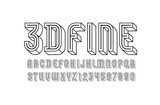 3D Font from outline, trendy modern alphabet, letters and numbers, vector illustration 10eps.