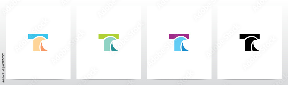 Simple Wave On Letter Logo Design T Simple Wave On Letter Logo Design T