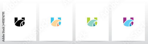 Simple Wave On Letter Logo Design U