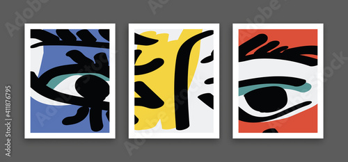 Set of abstract art face image vector photo