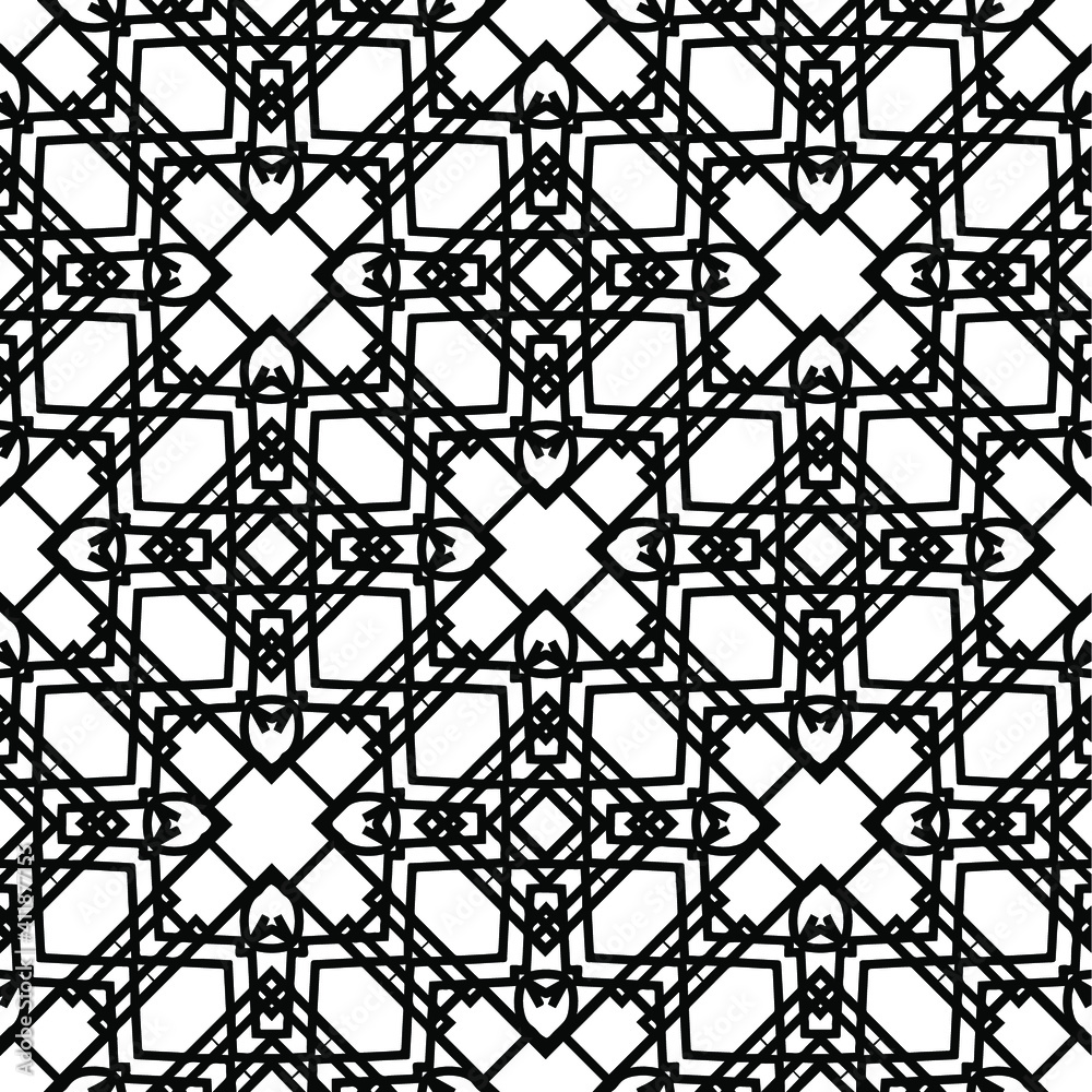 Naklejka premium Geometric vector pattern with triangular elements. Seamless abstract ornament for wallpapers and backgrounds. Black and white colors.