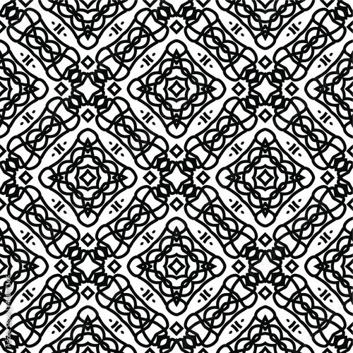 Geometric vector pattern with triangular elements. Seamless abstract ornament for wallpapers and backgrounds. Black and white colors.