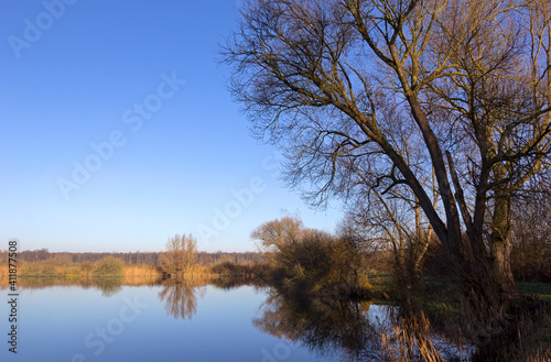 Obraz na płótnie View of a very beautiful pond landscape, called Brietzer Teiche. The lakes are located in Altmark, Saxony-Anhalt. w salonie