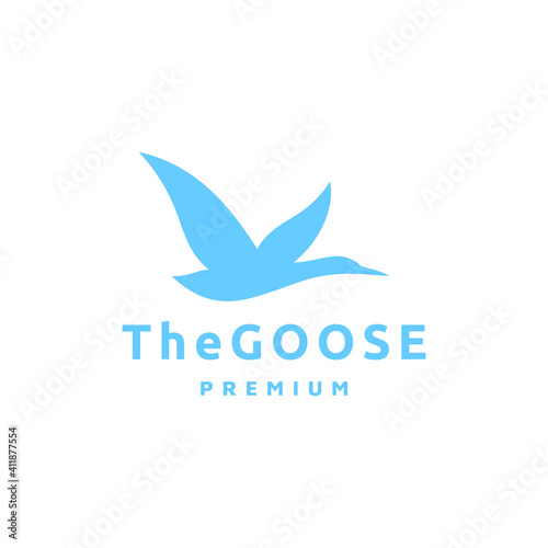 Flying Goose Silhouette Vector Logo Isolated on White Background