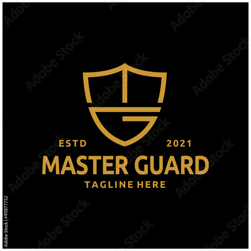 Initial Letter MG Shield for Master Guard Logo Design Vector