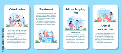 Pet veterinarian online service or platform set. Veterinary doctor
