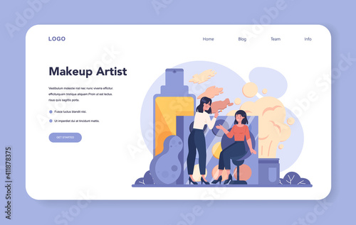 Visagiste web banner or landing page. Beauty center service