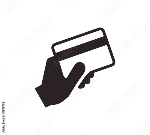 Hand holding a credit card icon