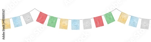 colorful tibetan flags decoration with watercolor effect vector isolated on white background photo