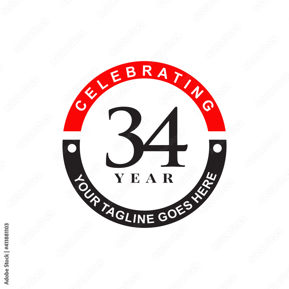 34th year celebrating anniversary logo design template 34th year celebrating anniversary logo design template