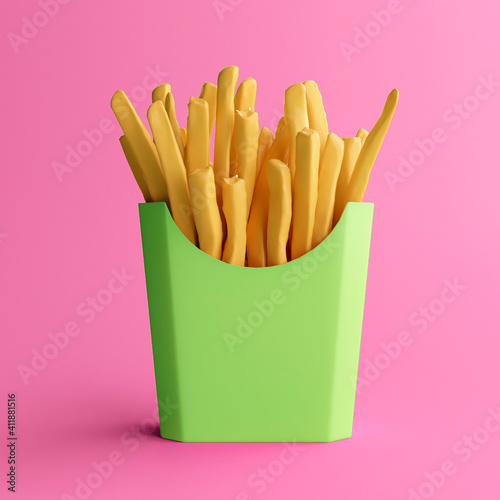 3d illustration of minimal french fries isolated