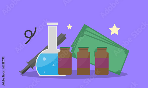 Vector flat design of covid-19 vaccine medicine