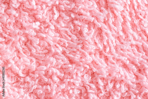 Texture background fabric with pile. Pink soft cloth, macro © HENADZY