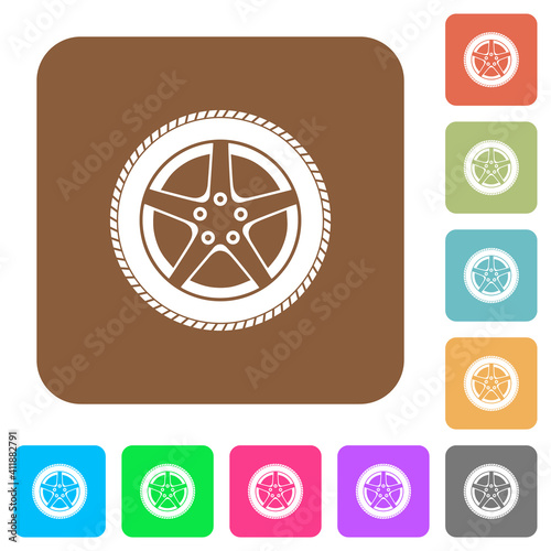 Car wheel rounded square flat icons photo