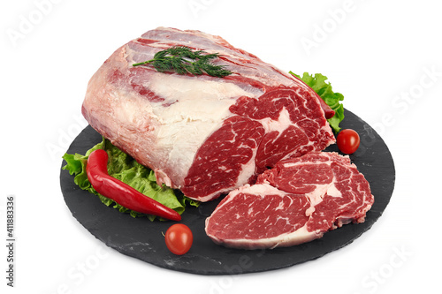 Fresh raw meat isolated on white background