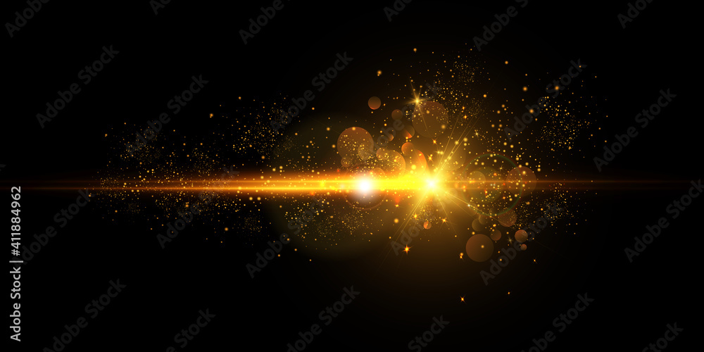
Bright light effect with rays and highlights for vector illustration.