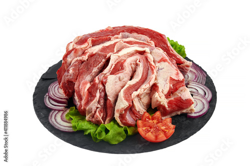 Fresh raw meat isolated on white background