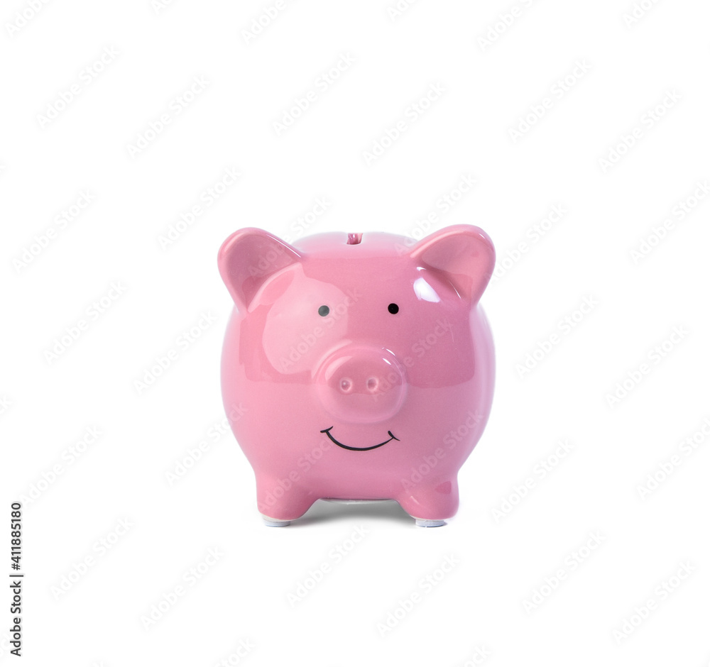 pink ceramic piggy bank isolated on white background pink ceramic piggy bank isolated on white background