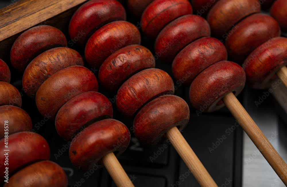 Closeup view of wooden abacus cubes making backgrond Closeup view of wooden abacus cubes making backgrond