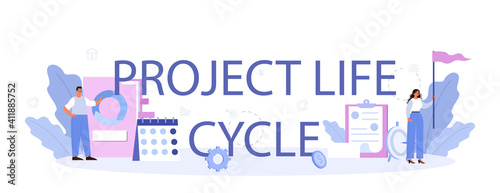 Project life cycle typographic header. Maturity stage. Successful business
